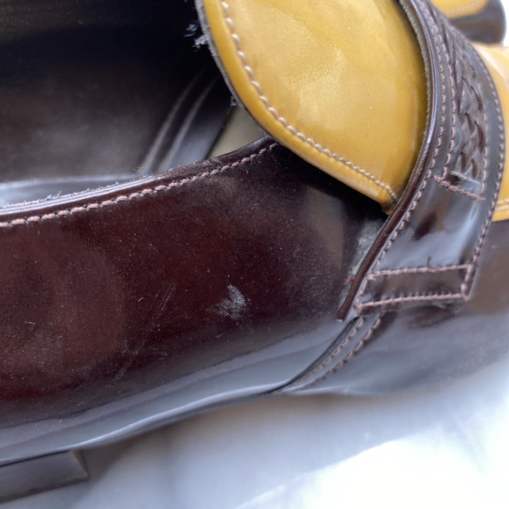 Father and Son Loafers Men's 19.5D Patent Leather Brown / Yellow Dress Shoes - Picture 14 of 16